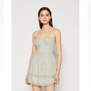 Hollister Corset Green Ditsy Floral Dress